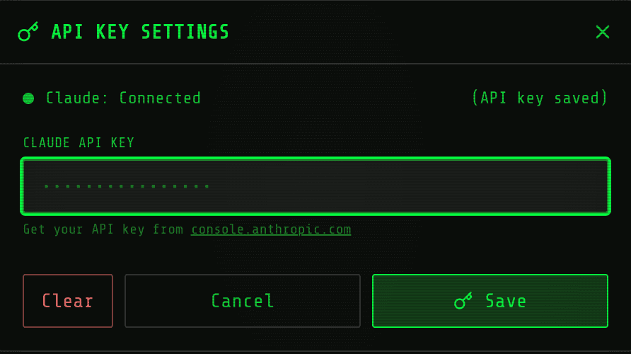 MILO Claude API Settings